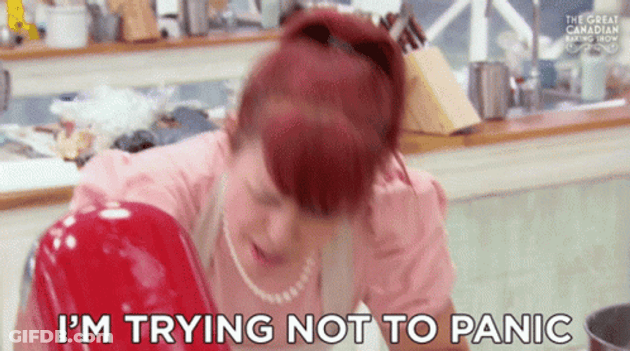 Dominike Audet Panicking Baking Moment GIF