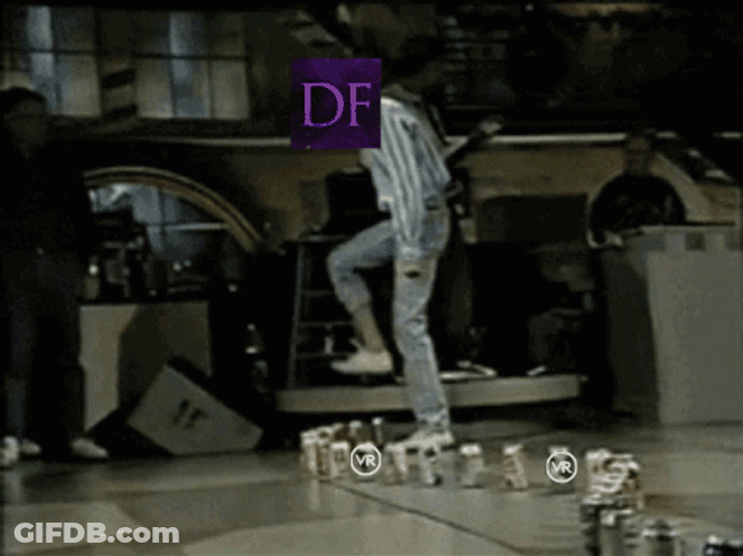 Domino Stomping The Cans GIF