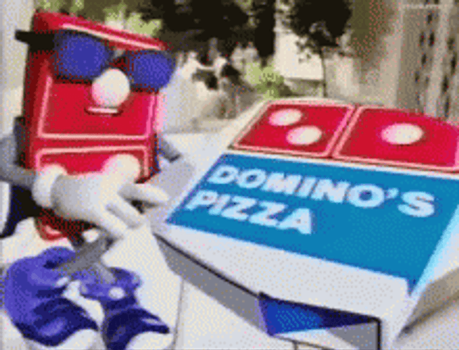 Dominos Pizza Box Vintage Ad GIF