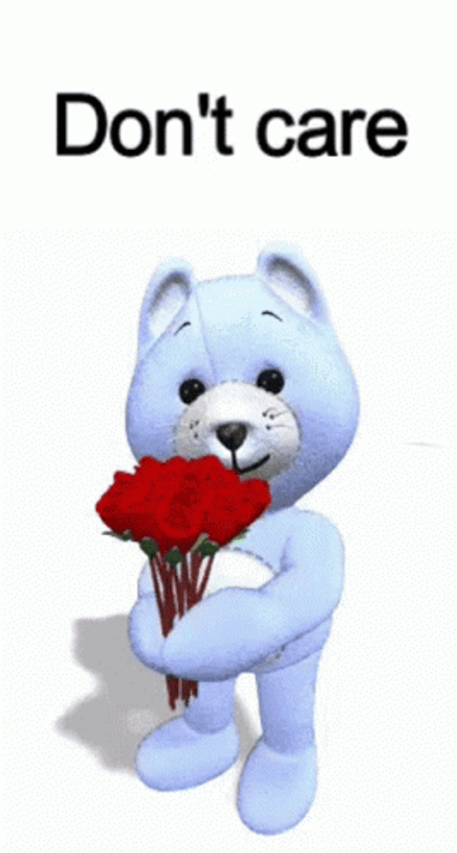 Don't Care Bear Giving Flowers GIF