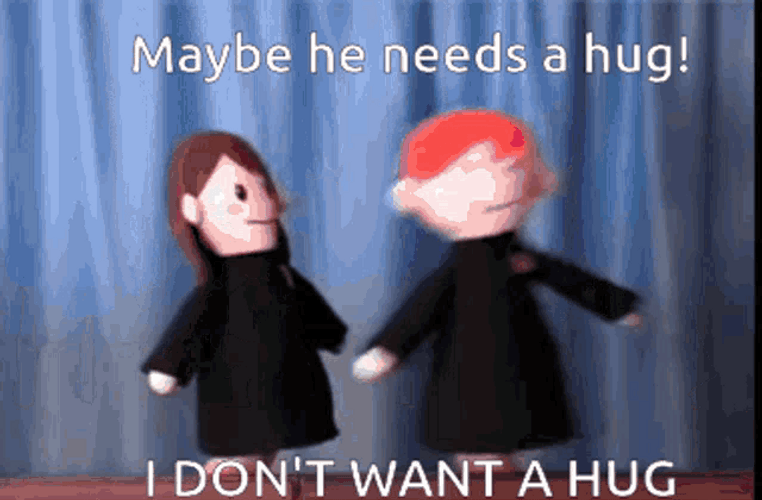 Don't Want A Hug Puppets GIF