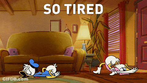 Donald And Daisy Duck Lying On Floor Saying So Tired GIF