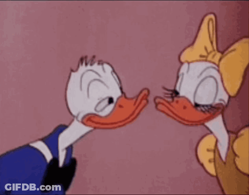 Donald Duck And Daisy Duck Kissing With The Words I Love You Always GIF