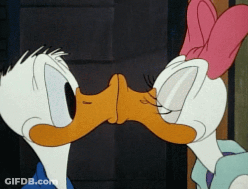 Donald Duck And Daisy Duck Kissing With Their Tongues Out GIF