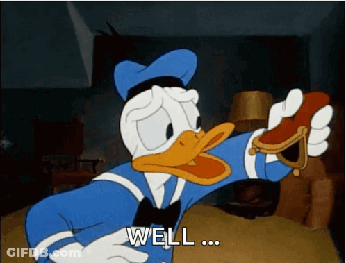 Donald Duck Holding Purse Saying Well GIF