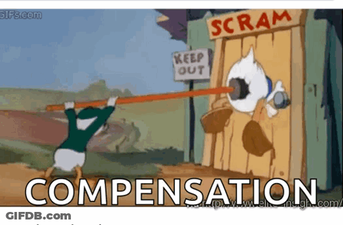 Donald Duck Holding Stick Saying Scram Compensation GIF