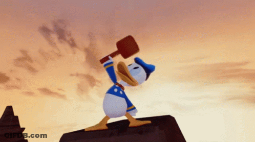 Donald Duck Holding Wooden Shovel GIF