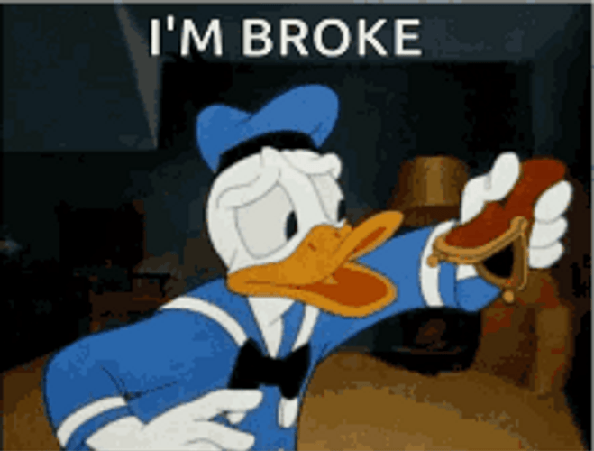 Donald Duck I'm Broke Wallet Turned Upside Down GIF