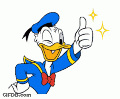 Donald Duck Is Smiling And Giving A Thumbs Up Sign GIF