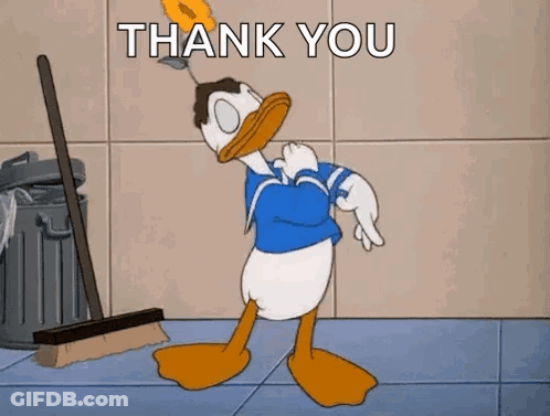 Donald Duck Is Standing On A Tiled Floor With A Mop And A Trash Can . GIF