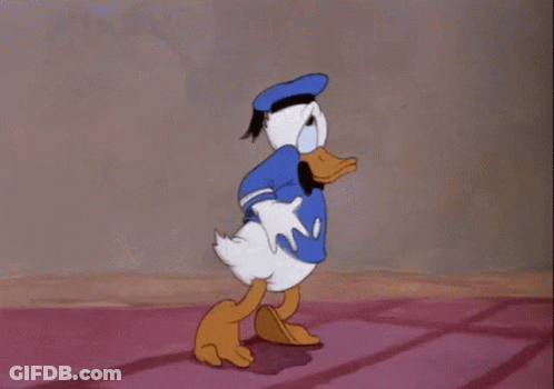 Donald Duck Is Walking On A Tiled Floor In A Cartoon . GIF