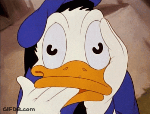 Donald Duck Is Wearing A Blue Hat And Covering His Face With His Hand GIF