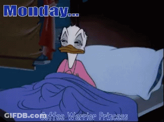 Donald Duck Laying In Bed With Monday Coffee Warrior Princess GIF
