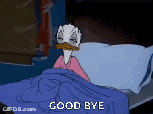 Donald Duck Lying In Bed Saying Goodbye GIF