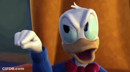 Donald Duck Making Funny Face Pointing At Camera GIF