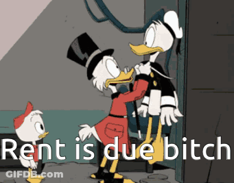 Donald Duck Next To Duck Rent Is Due GIF