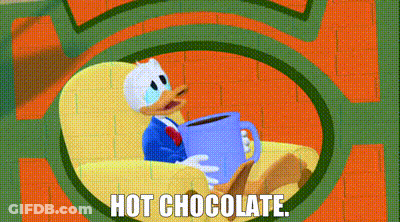 Donald Duck Sitting With Hot Chocolate GIF
