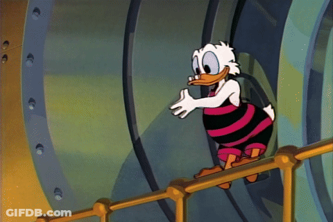 Donald Duck Standing On A Fence GIF