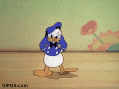 Donald Duck Standing On Wooden Floor GIF