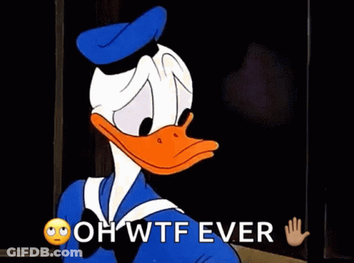 Donald Duck Waving Saying Oh WTF Ever GIF