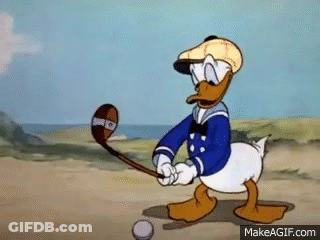 Donald Duck Wearing Hat Holding Golf Club GIF