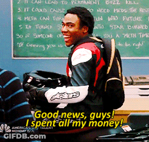 Donald Glover Spent All His Money I'm Broke GIF