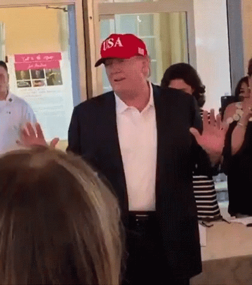 Donald Removing Maga Cap GIF