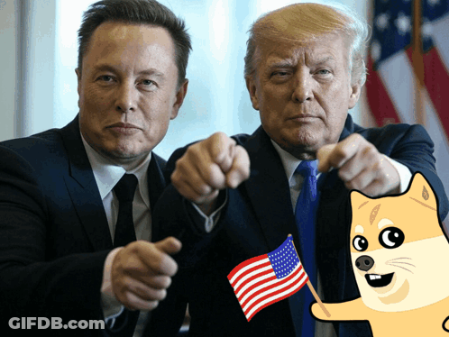 Donald Trump And Elon Musk Are Pointing At Each Other GIF
