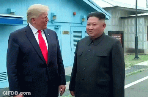 Donald Trump And Kim Jong Un Talking GIF