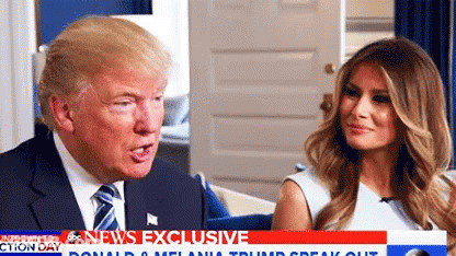 Donald Trump And Melania Trump Are Sitting Next To Each Other And Talking GIF