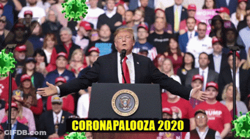 Donald Trump Arms Outstretched At Podium Coronapalooza 2020 GIF