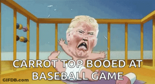 Donald Trump As Baby In Crib Carrot Top Booed At Baseball Game GIF