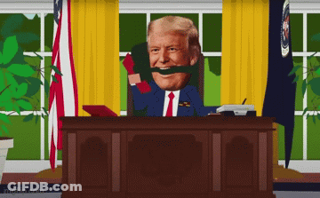 Donald Trump At Desk With Mouth Taped GIF