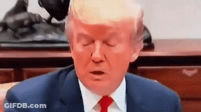 Donald Trump Eyes Closed At Desk GIF