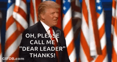 Donald Trump Giving Speech In Front Of American Flag Saying Dear Leader GIF