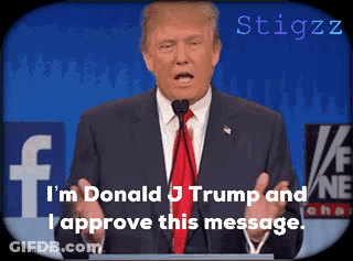 Donald Trump Giving Speech In Front Of Facebook Logo GIF