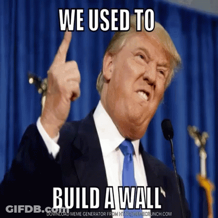 Donald Trump Giving The Middle Finger With The Words We Used To Build A Wall GIF