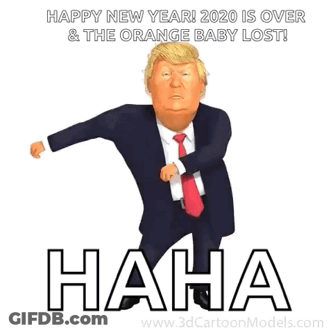 Donald Trump Happy New Year 2020 Over Orange Baby Lost GIF