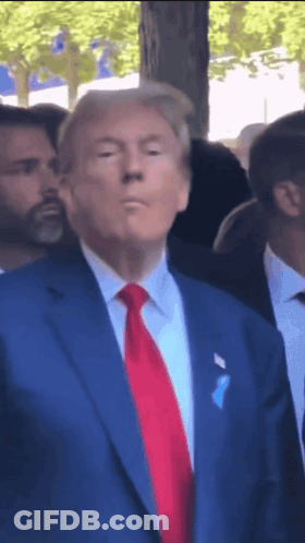 Donald Trump In Blue Suit And Red Tie GIF
