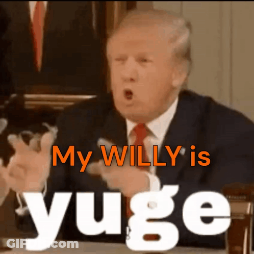 Donald Trump In Orange Says My Willy Is Yuge GIF