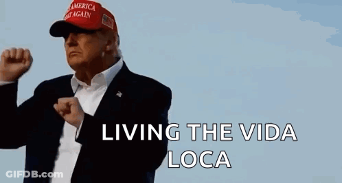 Donald Trump In Red Hat Making Fist GIF