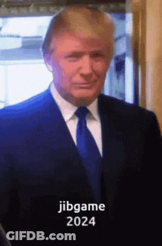 Donald Trump In Suit And Tie Saying Jibgame 2024 GIF