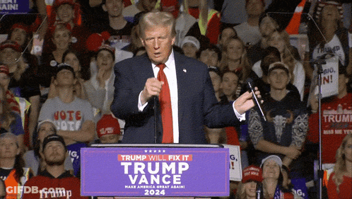 Donald Trump Is Giving A Speech At A Trump Vance Rally GIF