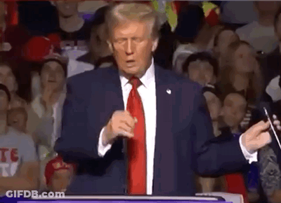 Donald Trump Is Giving A Speech In Front Of A Crowd While Holding A Microphone . GIF