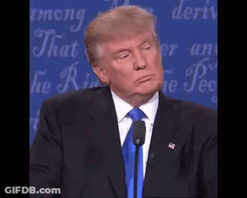 Donald Trump Is Giving A Speech In Front Of A Microphone And Making A Funny Face . GIF