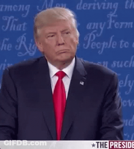 Donald Trump Is Making A Funny Face While Giving A Speech At A Debate . GIF