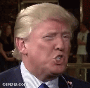 Donald Trump Is Making A Funny Face While Talking Into A Microphone . GIF