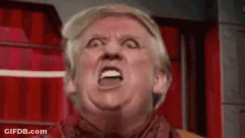 Donald Trump Is Making A Funny Face With His Mouth Open In A Close Up Of His Face . GIF