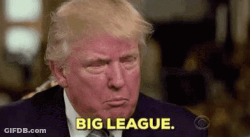 Donald Trump Is Sitting In A Chair With His Eyes Closed And Says `` Big League '' . GIF