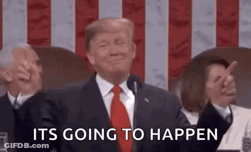 Donald Trump Is Smiling And Pointing At The Camera While Giving A Speech At A Political Convention . GIF